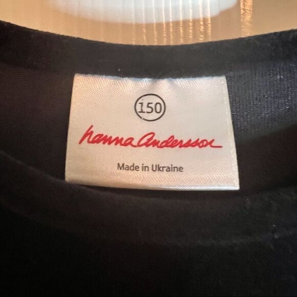 Hanna Andersson Black and Gold Ruffle Dress. ‎ Gold trim has sparkle. Size 150. - Picture 3 of 6